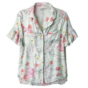 Peter Alexander Pastel Floral Blouse with Ruffle Sleeves